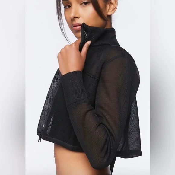Forever21 Active Mesh Zip-Up Cropped Jacket - Picture 4 of 4